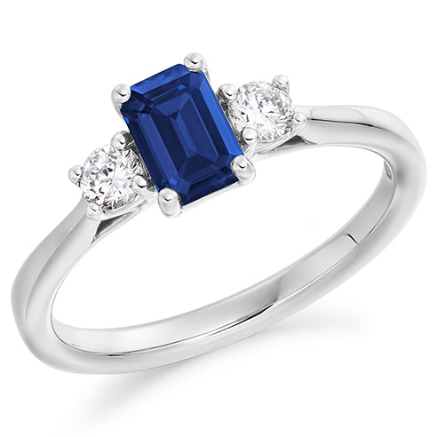 Classic Trilogy Sapphire & Diamond Trilogy Ring, 0.22ct