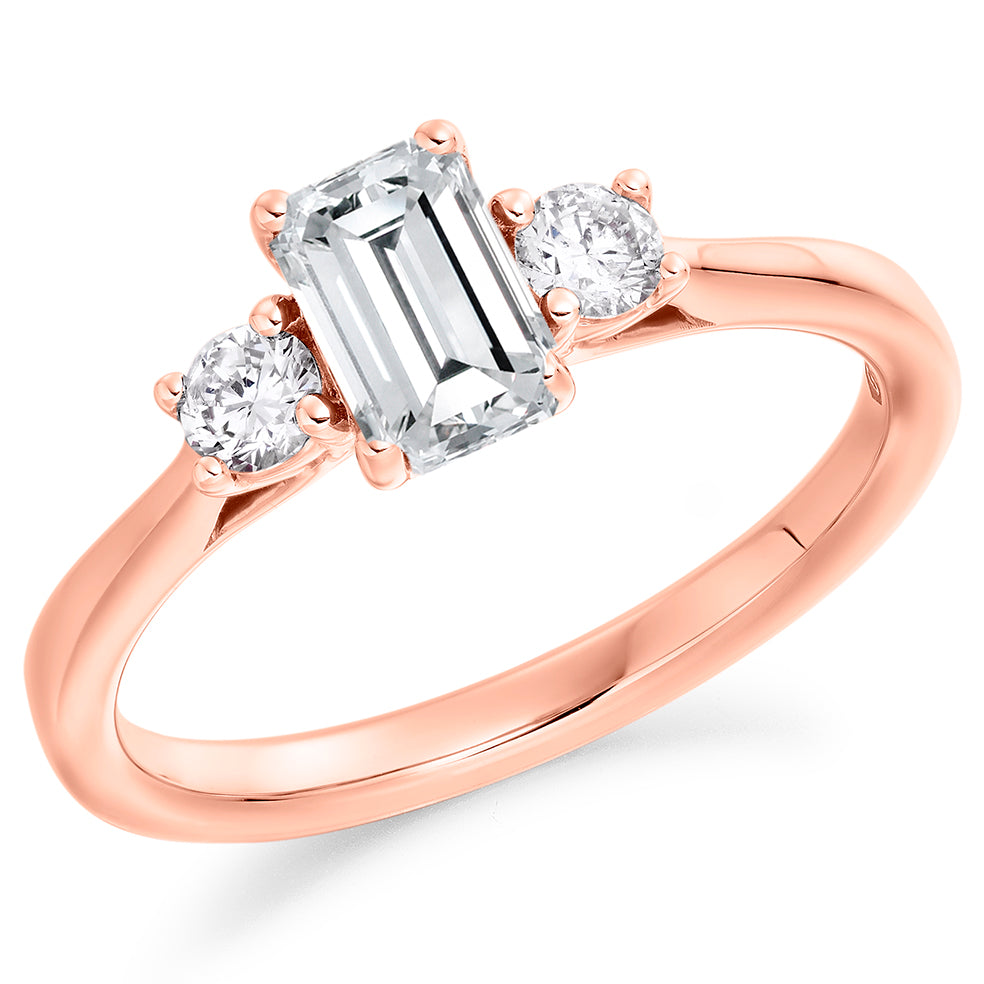 Trilogy Set with Plain Shoulders Trilogy Ring in Rose Gold