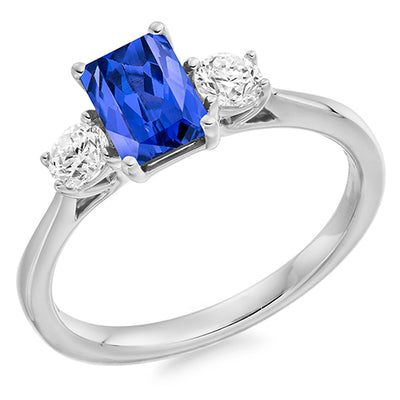 Classic Trilogy Tanzanite & Diamond Trilogy Ring, 0.33ct