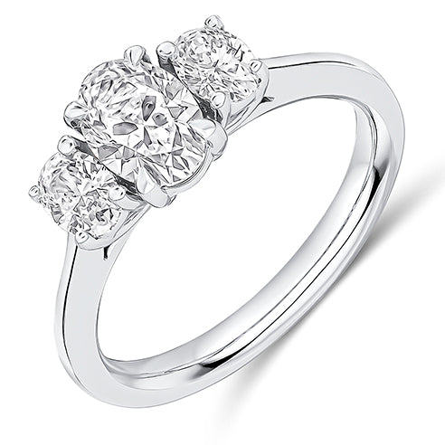 Classic Trilogy Oval-Cut Engagement Ring, 0.75ct