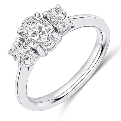 Classic Trilogy Oval-Cut Engagement Ring, 0.75ct