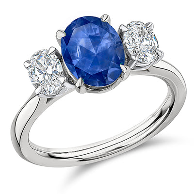 Classic Trilogy Sapphire & Diamond Trilogy Ring, 0.65ct
