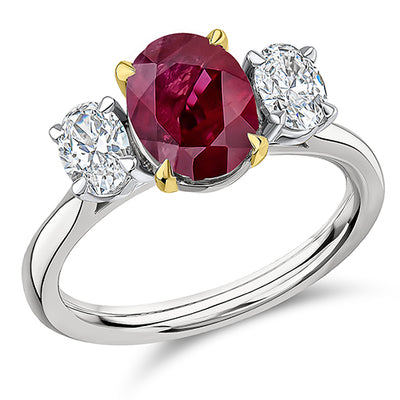 Classic Trilogy Ruby & Diamond Trilogy Ring, 0.65ct