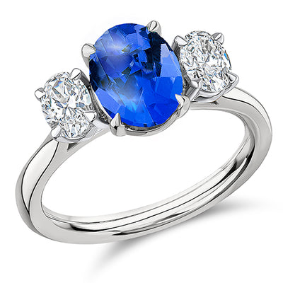 Classic Trilogy Tanzanite & Diamond Trilogy Ring, 0.65ct