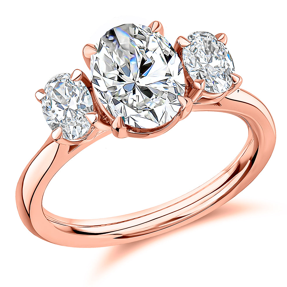 Classic Trilogy Ruby & Diamond Trilogy Ring, 0.65ct in Rose Gold