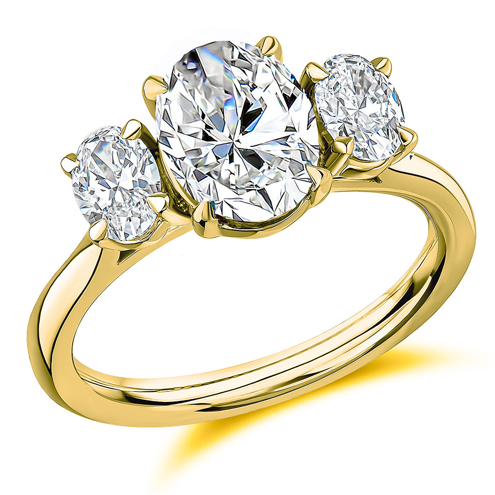 Cluster Emerald & Diamond Trilogy Ring, 0.65ct in Yellow Gold