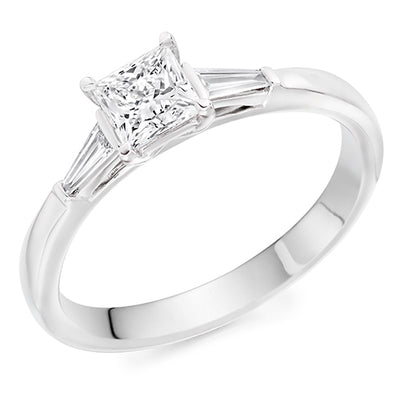 Bar-Set Trilogy Princess Cut Trilogy Ring, 0.5ct