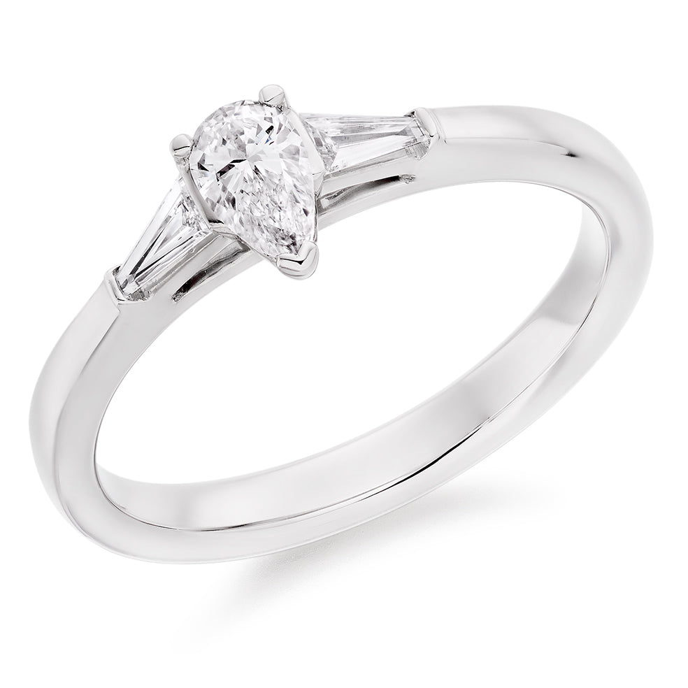 Bar Trilogy Pear Cut Trilogy Ring, 0.25ct in White Gold