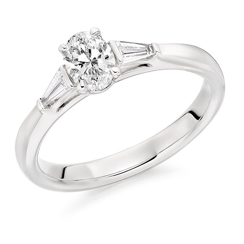 Bar Trilogy Oval Cut Trilogy Ring, 0.4ct