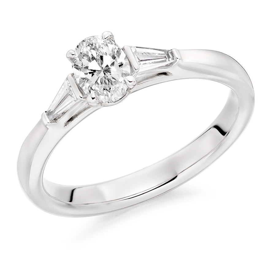 Bar Trilogy Oval Cut Trilogy Ring, 0.4ct