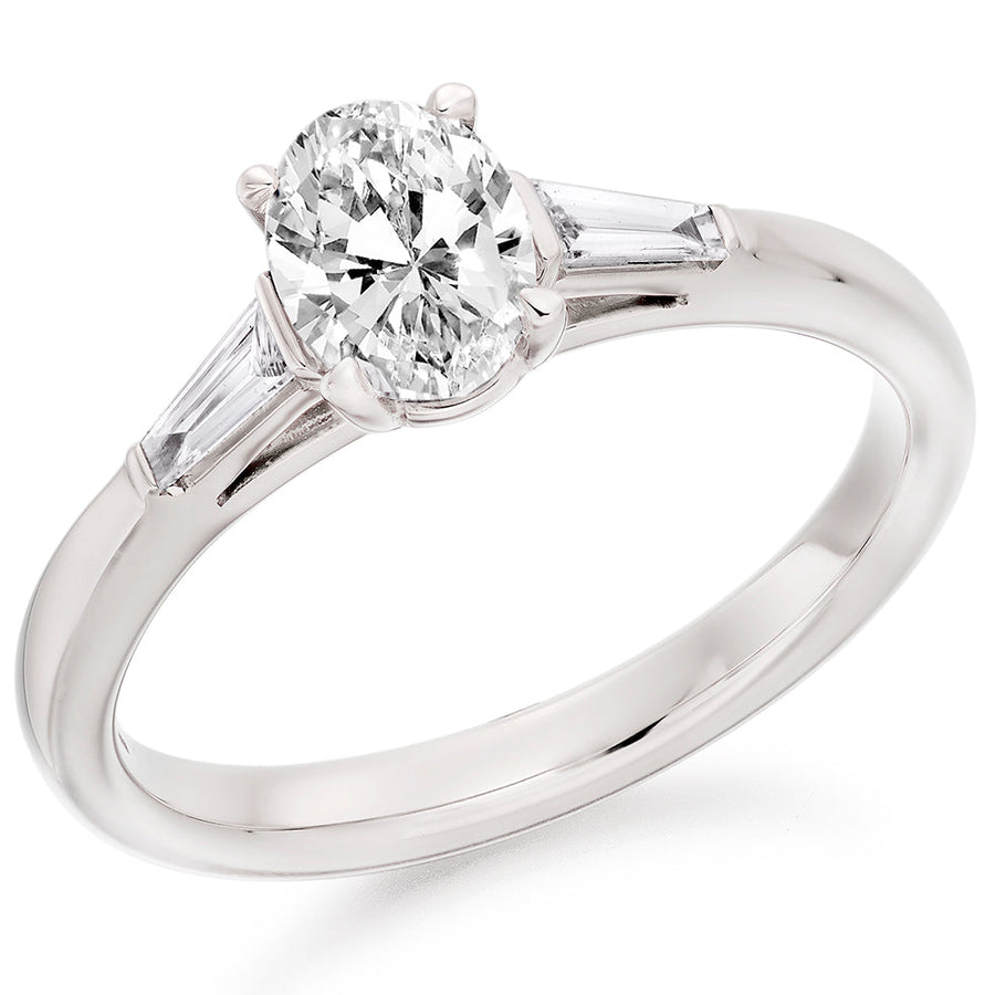 Bar Trilogy Oval Cut Trilogy Ring, 0.75ct