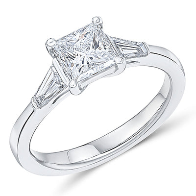 Bar-Set Trilogy Princess Cut Trilogy Ring, 1.0ct