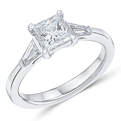 Bar-Set Trilogy Princess Cut Trilogy Ring, 1.0ct