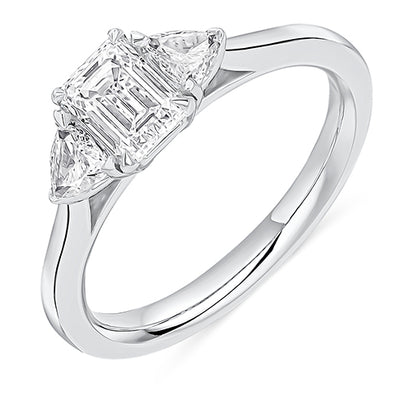 Plain-Band Trilogy Emerald Cut or Radiant Cut Trilogy Ring