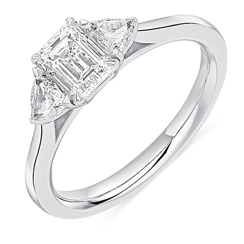 Plain-Band Trilogy Emerald Cut or Radiant Cut Trilogy Ring