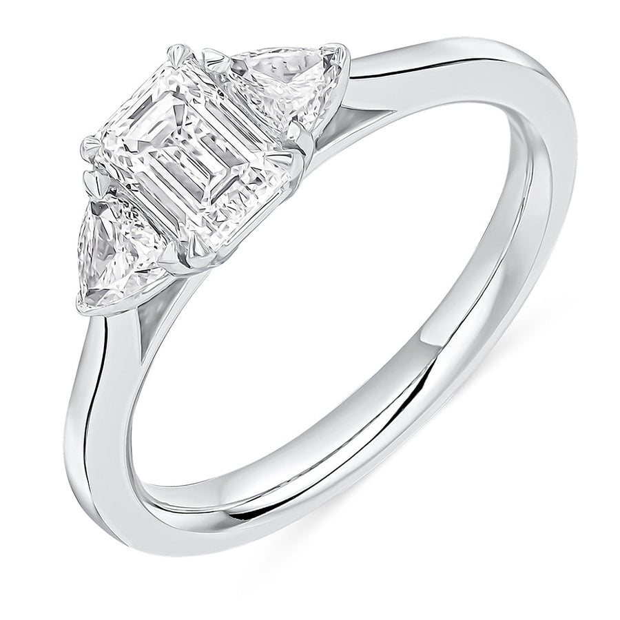 Plain-Band Trilogy Emerald Cut or Radiant Cut Trilogy Ring