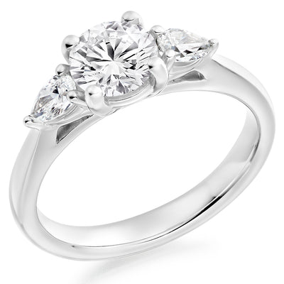 Trilogy Set with Plain Shoulders Round Brilliant Trilogy Ring, 1.00ct