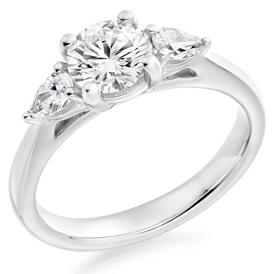 Trilogy Set with Plain Shoulders Round Brilliant Trilogy Ring, 1.00ct