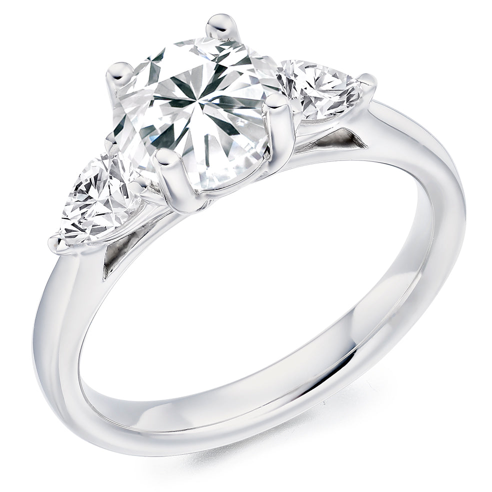 Trilogy Set with Plain Shoulders Round Brilliant Trilogy Ring, 1.00ct