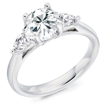 Trilogy Set with Plain Shoulders Round Brilliant Trilogy Ring, 1.00ct