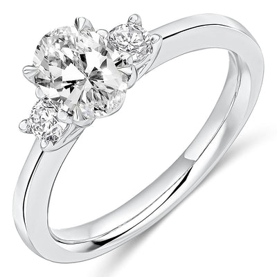 Trilogy Set with Plain Shoulders Oval Cut Trilogy Ring, 0.75ct