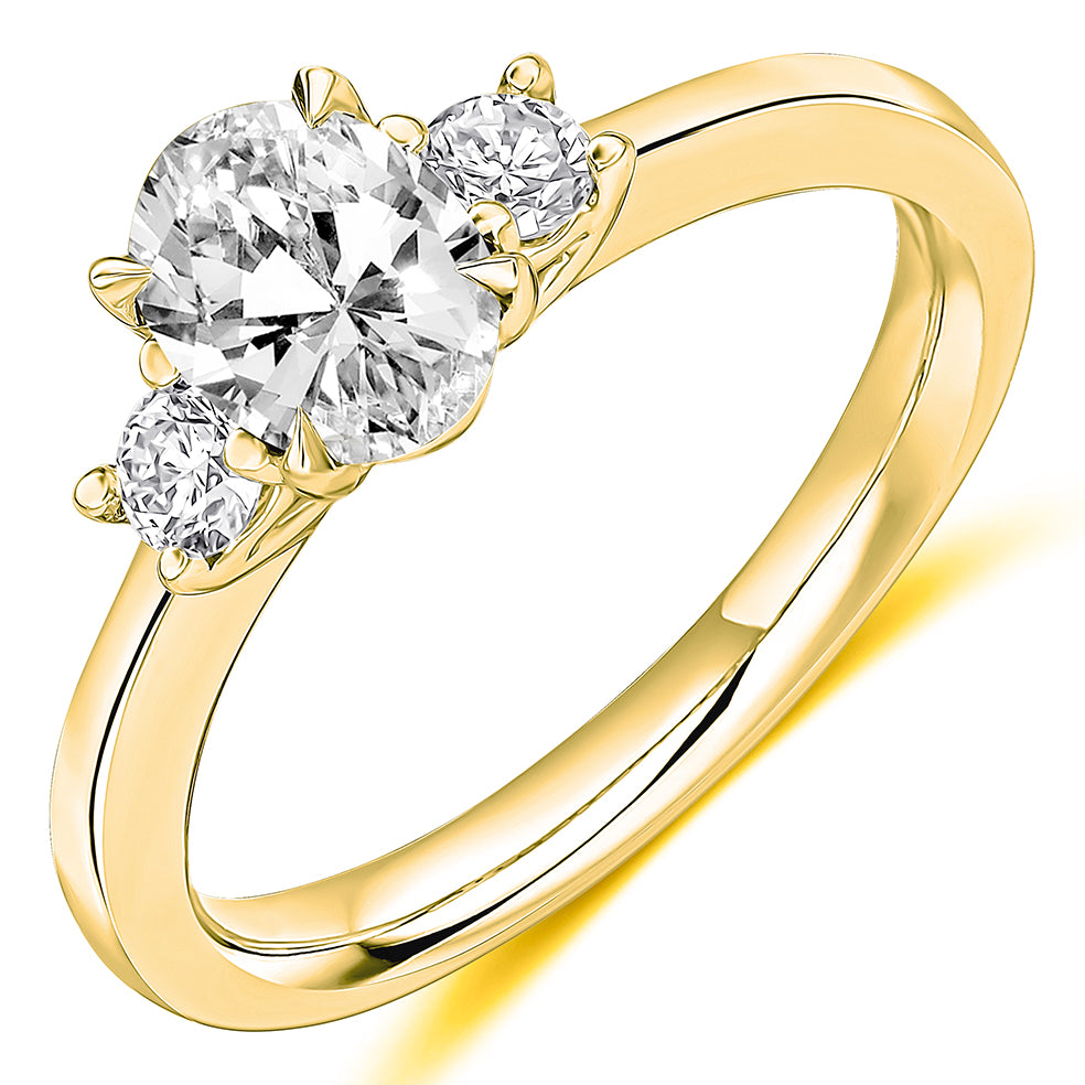 Trilogy Set with Plain Shoulders Trilogy Ring in Yellow Gold