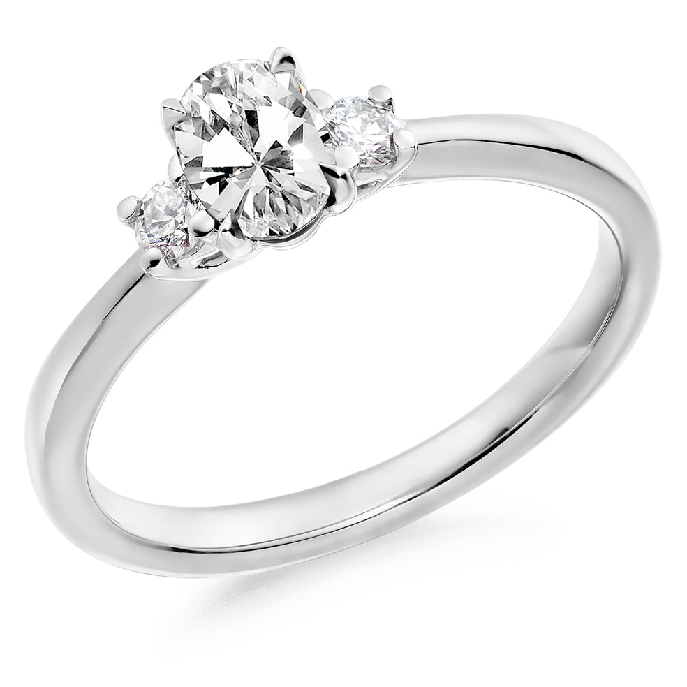 Trilogy Set with Plain Shoulders Oval Cut Trilogy Ring, 0.50ct