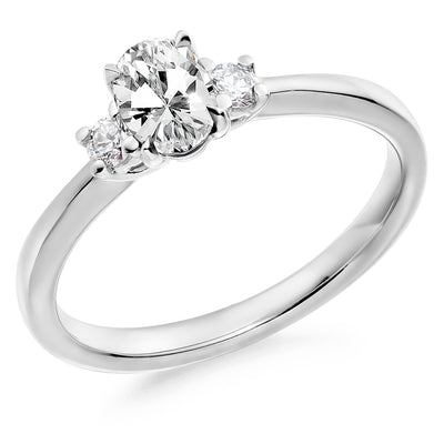 Trilogy Set with Plain Shoulders Oval Cut Trilogy Ring, 0.50ct