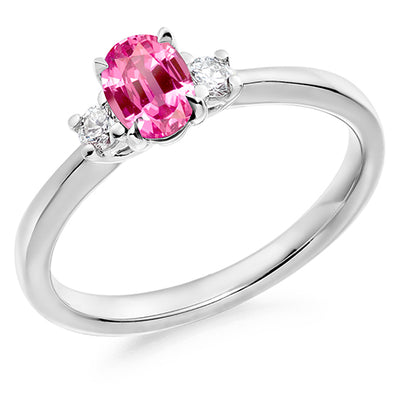 Classic Trilogy Pink Sapphire & Diamond Trilogy Ring, 0.12ct
