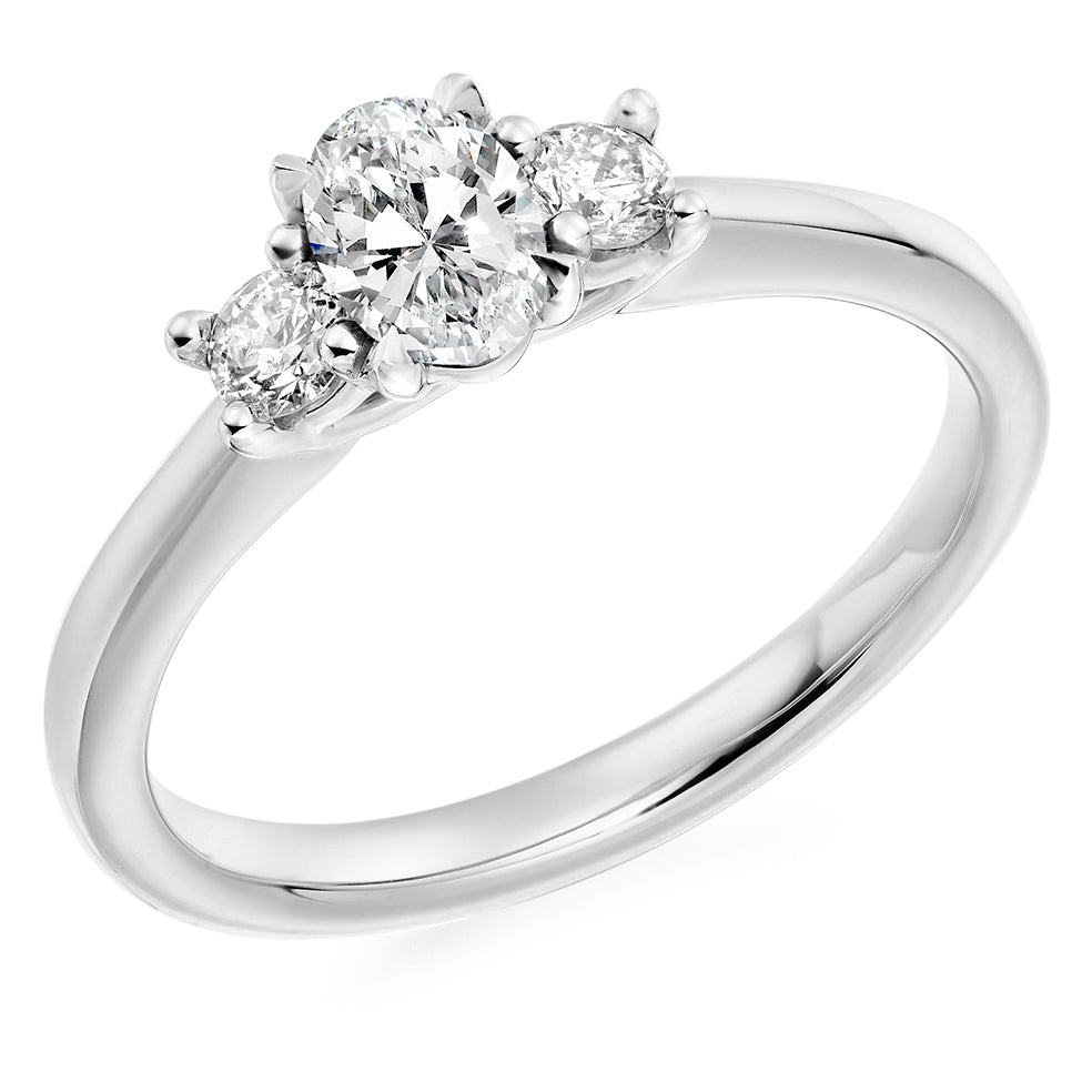 Trilogy Set with Plain Shoulders Oval Cut Trilogy Ring, 0.50ct
