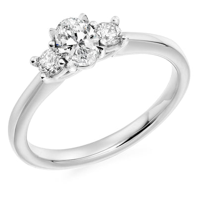 Trilogy Set with Plain Shoulders Oval Cut Trilogy Ring, 0.50ct