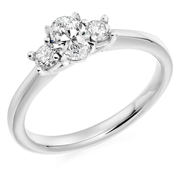 Trilogy Set with Plain Shoulders Oval Cut Trilogy Ring, 0.50ct