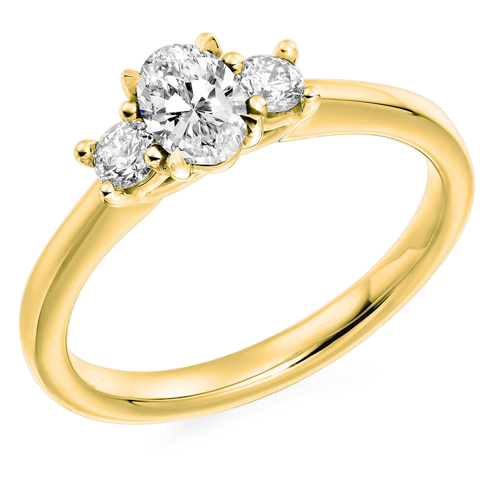 Classic Trilogy Pink Sapphire & Diamond Trilogy Ring, 0.2ct in Yellow Gold