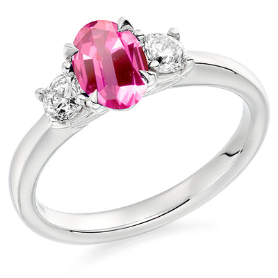 Classic Trilogy Pink Sapphire & Diamond Trilogy Ring, 0.36ct