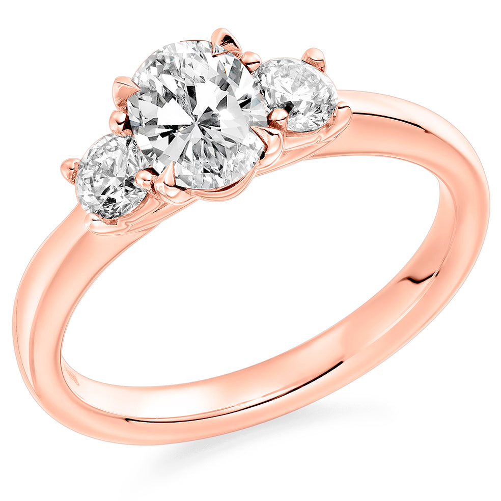 Classic Trilogy Pink Sapphire & Diamond Trilogy Ring, 0.36ct in Rose Gold
