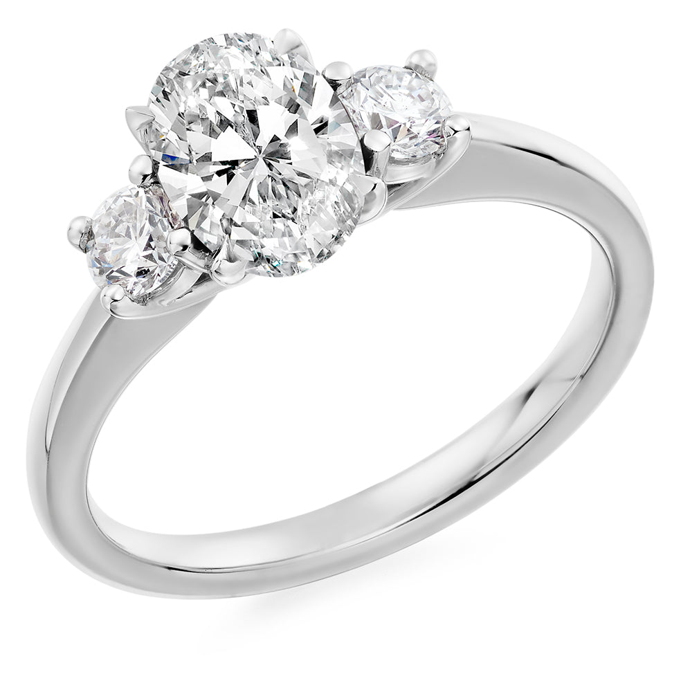 Trilogy Set with Plain Shoulders Oval Cut Trilogy Ring, 1.25ct