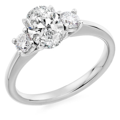 Trilogy Set with Plain Shoulders Oval Cut Trilogy Ring, 1.25ct
