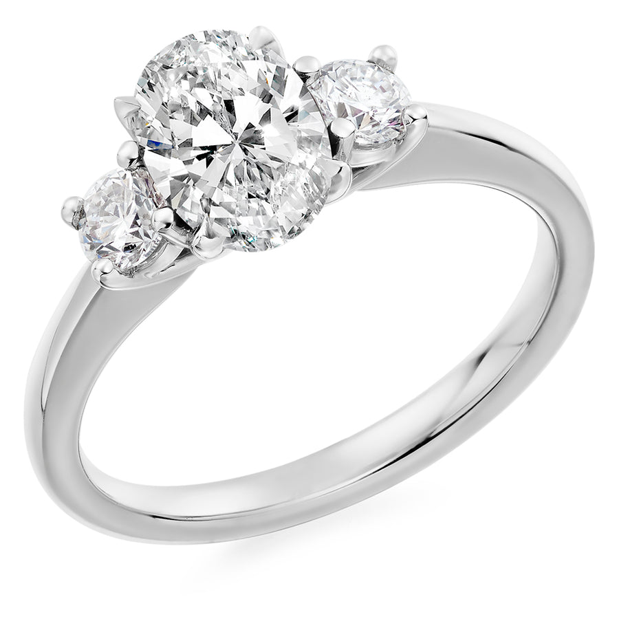Trilogy Set with Plain Shoulders Oval Cut Trilogy Ring, 1.25ct