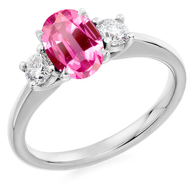 Classic Trilogy Pink Sapphire & Diamond Trilogy Ring, 0.35ct