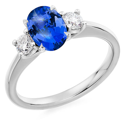 Classic Trilogy Tanzanite & Diamond Trilogy Ring, 0.35ct