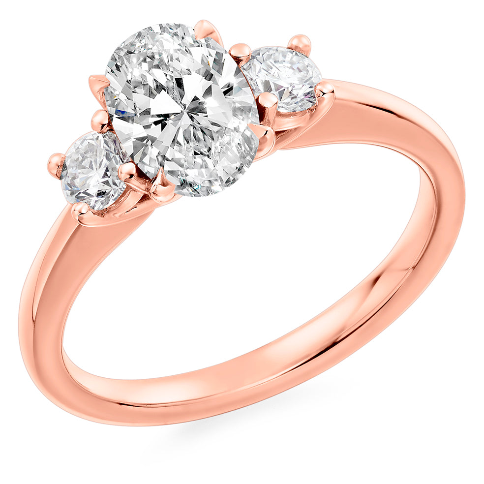 Classic Trilogy Sapphire & Diamond Trilogy Ring, 0.4ct in Rose Gold