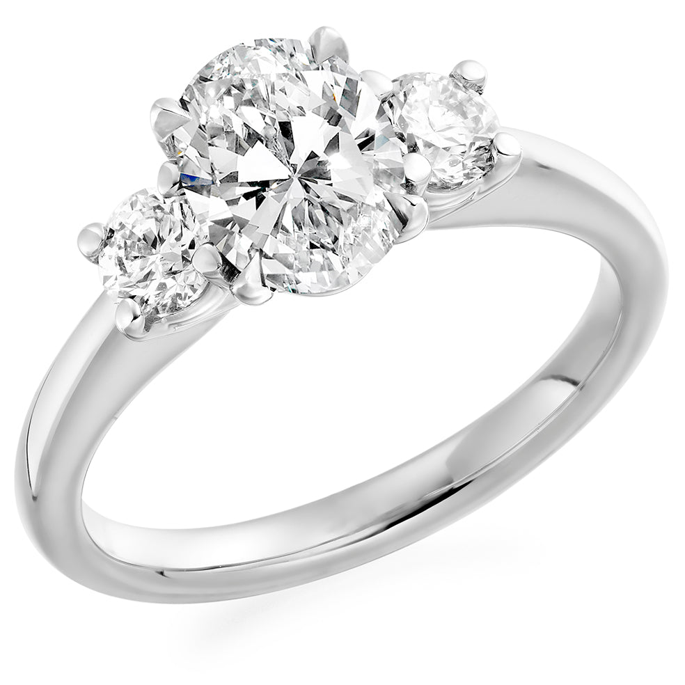 Trilogy Set with Plain Shoulders Oval Cut Trilogy Ring, 1.00ct