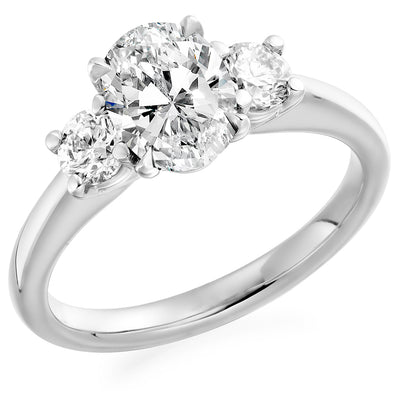 Trilogy Set with Plain Shoulders Oval Cut Trilogy Ring, 1.00ct