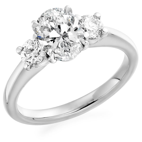 Trilogy Set with Plain Shoulders Oval Cut Trilogy Ring, 1.00ct