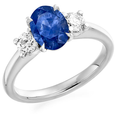 Classic Trilogy Sapphire & Diamond Trilogy Ring II, 0.5ct
