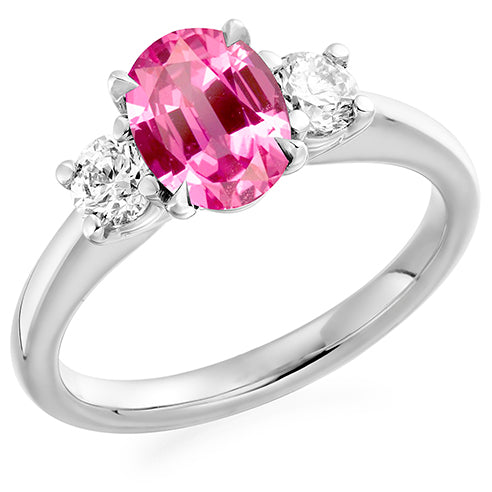 Classic Trilogy Pink Sapphire & Diamond Trilogy Ring, 0.5ct