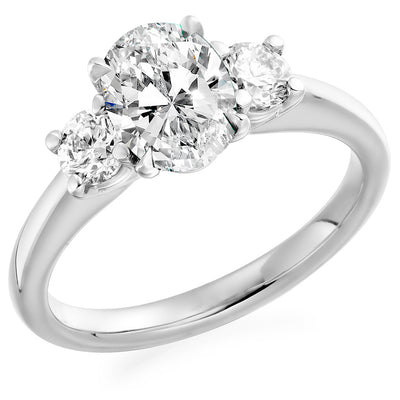 Trilogy Set with Plain Shoulders Oval Cut Trilogy Ring, 2.00ct