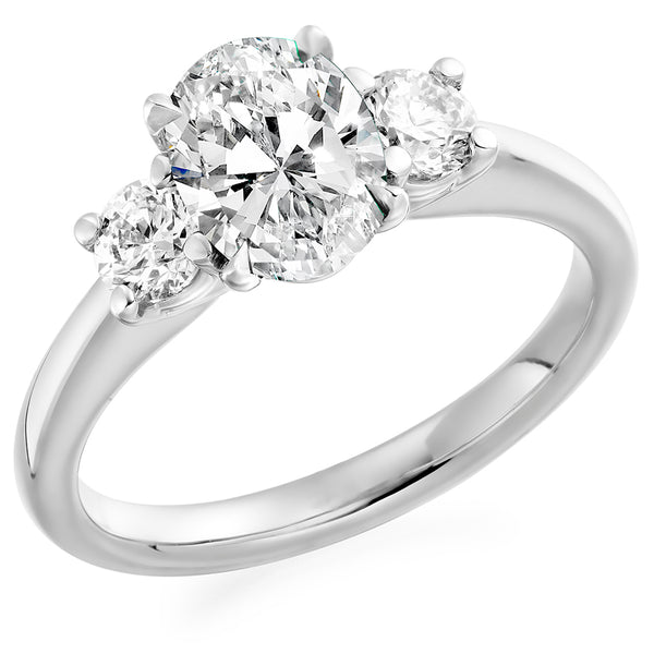 Trilogy Set with Plain Shoulders Oval Cut Trilogy Ring, 2.00ct