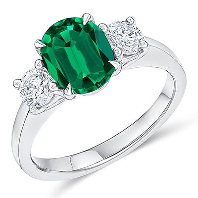 Classic Trilogy Emerald & Diamond Trilogy Ring, 0.6ct