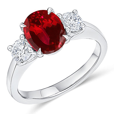 Classic Trilogy Ruby & Diamond Trilogy Ring, 0.6ct